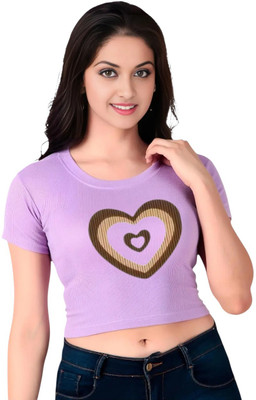 ADIXUS Casual Graphic Print Women Purple Top