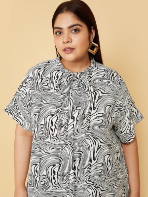 MAX Casual Printed Women Black, White Top