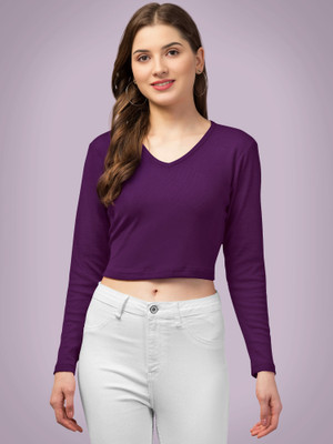 Kashonaa Casual Solid Women Purple Top