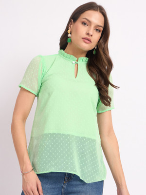 Dressberry Casual Self Design Women Green Top