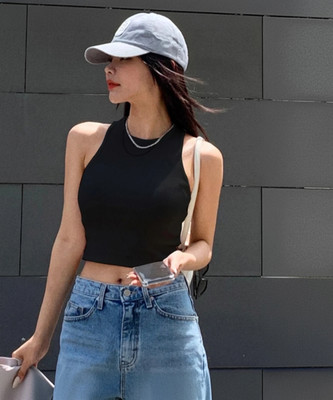 veshh Casual Solid Women Black Top