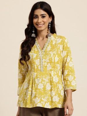 HERE&NOW Casual Printed Women Yellow Top