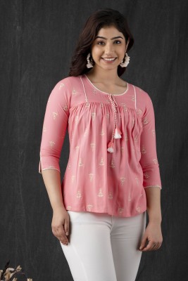 DIPANI Casual Embroidered Women Pink, White, Beige Top