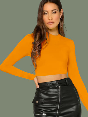 NAVYANKAA Casual Solid Women Yellow Top