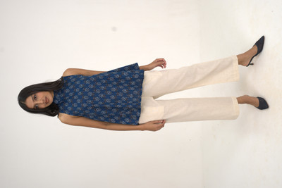 Hunar Casual Printed Women Blue Top