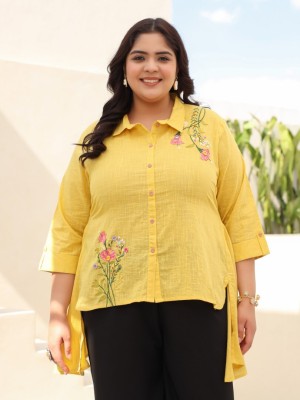 Juniper Casual Embroidered Women Yellow Top