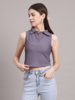 Dressberry Casual Solid Women Purple Top