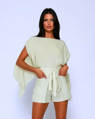 Fiona Casual Solid Women Beige Top