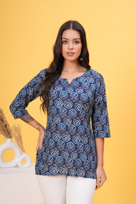ZUBLEE Women Printed Straight Kurta(Blue)
