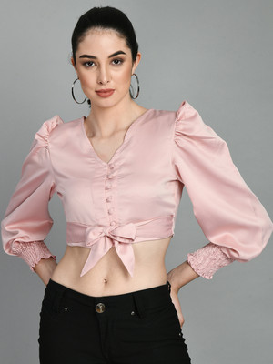 Raffaella Party Solid Women Pink Top