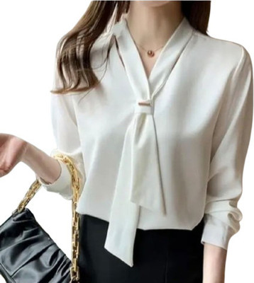 Dossier's Casual Solid Women White Top
