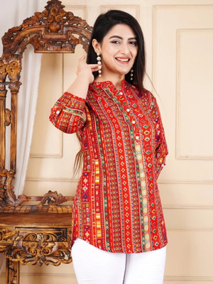 JagMohan Creation Casual Printed Women Red Top