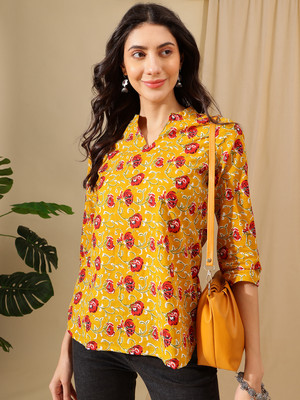 HERE&NOW Party Printed Women Yellow Top