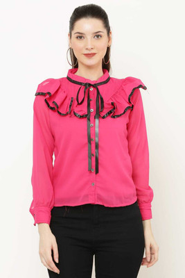 SABIYA FASHION Casual Solid Women Pink Top