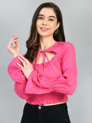 all about you Party Solid Women Pink Top