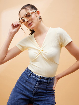 SASSAFRAS Casual Self Design Women White Top