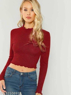 CUTEXT FASHION Casual Solid Women Maroon Top