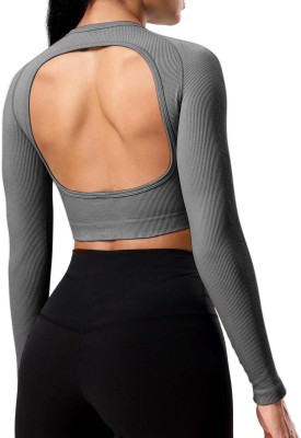 jovo Casual Solid Women Grey Top