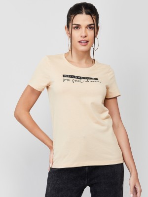 Fame Forever by Lifestyle Casual Printed Women Beige Top