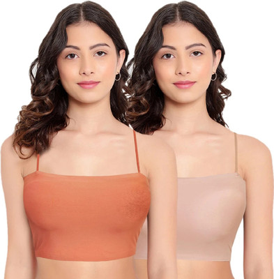 HAPPILO CREATIONS Casual Solid Women Orange, Beige Top