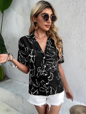 KOTTY Casual Printed Women Black Top