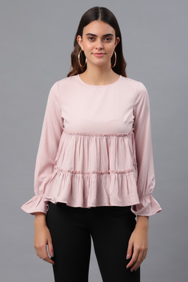 Azzurra Party Solid Women Pink Top
