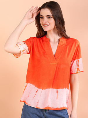 METRONAUT Casual Tie & Dye Women Orange Top
