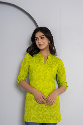 Jaipuri Bunaai Casual Printed, Embellished, Self Design Women Yellow Top
