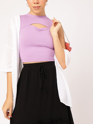 Dressberry Casual Solid Women Purple Top