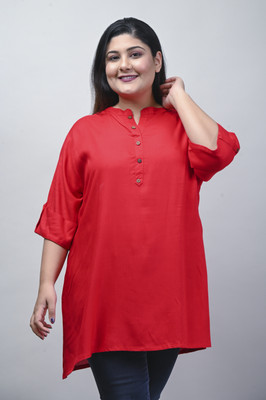 Swasti Casual Solid Women Red Top