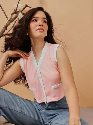 STREET9 Casual Solid Women Pink Top