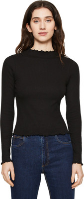 Smasum Casual Self Design Women Black Top