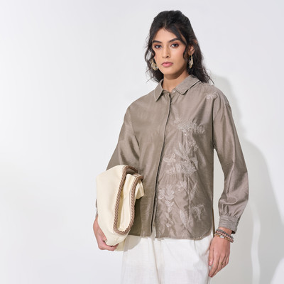 Akkriti by Pantaloons Casual Embroidered Women Pink Top