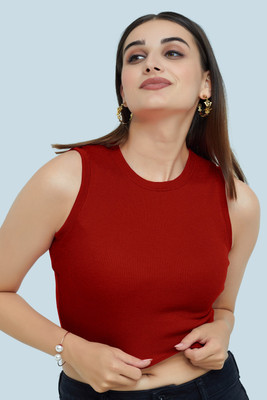 Berry Bird Casual Solid Women Red Top