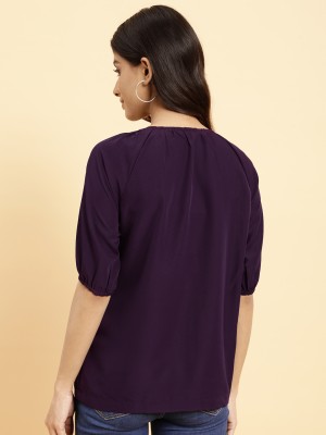 Neesh Casual Solid Women Purple Top