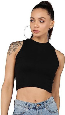 AmbeSilkMill Casual Self Design Women Black Top