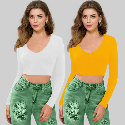 Dream Beauty Fashion Casual Solid Women Yellow Top