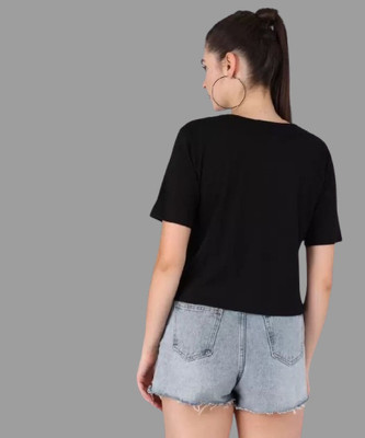 HouseOfCommon Casual Printed Women Black Top