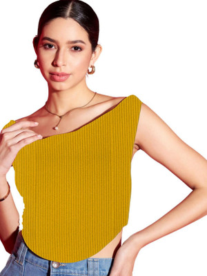 jovo Casual Self Design Women Yellow Top