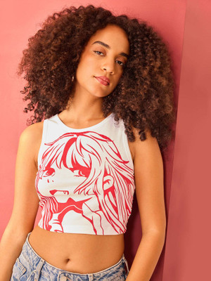 OUTZIDR Casual Printed Women White Top