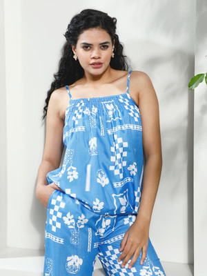 ATHENA Casual Printed Women Blue Top