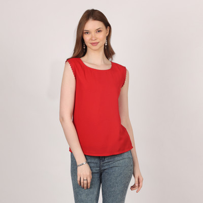 FASHIONS 360 Casual Solid Women Red Top
