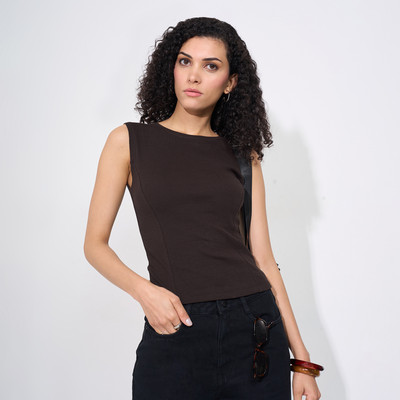 SF Jeans by Pantaloons Casual Solid Women Brown Top