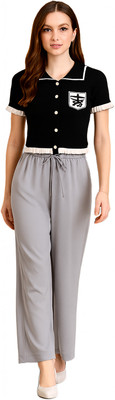 QUICKR TRADERS Casual Solid Women Black Top