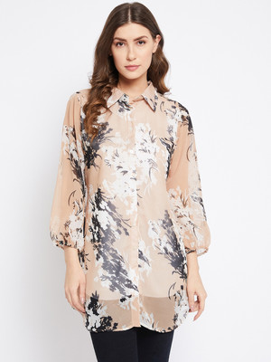 HouseOfCommon Casual Printed Women Brown Top