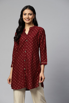 Highlight fashion export Casual Printed Women Maroon Top