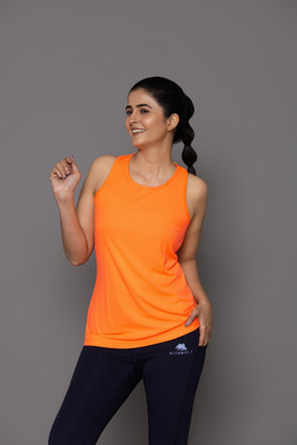 vitawolf Casual Solid Women Orange Top