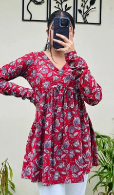 Aadinath Fashion Casual Printed Women Red Top