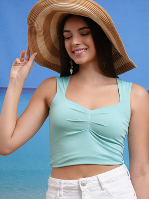 Tokyo Talkies Casual Solid Women Blue Top