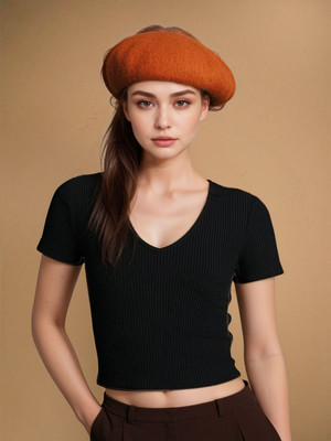Show In Style Casual Striped Women Black Top
